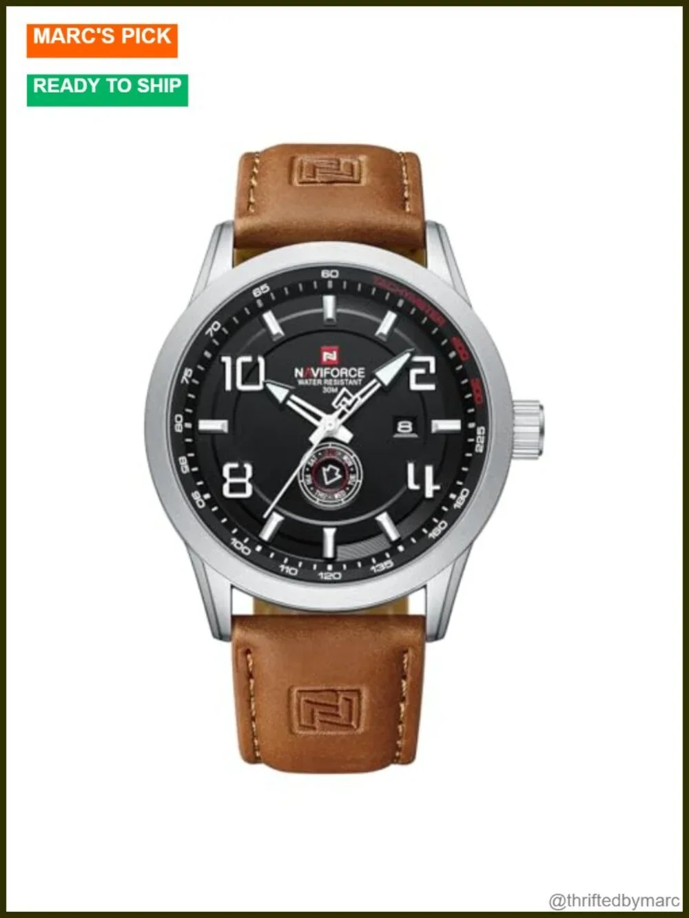 Men's Leather Band Quartz Analog Wristwatch with Auto Date Waterproof Easy to